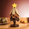 Tapete de Isolamento Térmico para Árvore de Natal, uma Pequena Decoração de Mesa em Madeira Sólida em Forma de Árvore, Porta-Copos Anti-Escaldante, Base para Panela, Base Antiderrapante para Pratos de Jantar