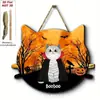 Placa de Madeira de Gato Engraçado para Halloween Transfronteiriça Estilo Americano Abóbora Gato Preto Decoração Atmosfera Festiva Artesanato