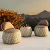 Juego de Sofá Silla de Mimbre para Balcón con Mesa de Café, Sofá de Mimbre para Patio, Juego de Muebles de Sofá para Exteriores de Villa de Alojamiento