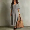 Vestido Feminino Casual Boêmio Solto de Algodão e Linho Versátil com Caimento Emagrecedor - Amazon Transfronteiriça Europeia e Americana 2026