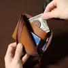 Porta-moedas de Couro Genuíno Mini Bolsa, Estilo Transfronteiriço Carteira de Moedas de Couro Cavalo Louco, Porta-Cartão de Crédito Unissex
