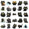 Set de 50 Piezas de Estilo Nuevo Transfronterizo de Pegatinas de Gato Negro de Ojos Grandes de Dibujos Animados, Pegatinas de Gato Negro Lindas y Adorables para Botellas de Agua y Tabletas, Pegatinas Decorativas Impermeables