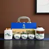 Conjunto de Chá de Jadeíta Completo Caixa de Presente com Um Bule e Três Xícaras de Chá Latas Porcelana Branca Presente Lembrança Logotipo Personalizado