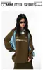 Moletom Splicing de Marca Tendência Hip-hop Retrô Americano de Primavera com Estampa Colorida Contrastante, Loose Oversize, para Casais, Homens e Mulheres