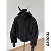 Cardigan Moletom com Capuz Jaqueta Rivet Orelha Cão Doberman Peso Pesado Americano Marca Tendência Casal de Luxo Estilo Masculino