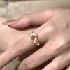 Livro Vermelho Pequeno Explosões Algodão Doce Citrino Anel Moda Feminina Luxo Leve Outono e Inverno Combinação Anel Tesouro Colorido