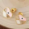 Pendientes de Gota de Aceite con Zirconia Ojos de Amor Chapados en Cobre Oro 18K Distrito Lu Pendientes Avanzados de Nicho Femeninos Explosión Transfronteriza