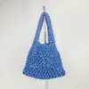 Bolsa Transfronteiriça de Palha Trançada com Fundo de Couro e Corda de Algodão, Bolsa Trançada Feita à Mão, Novo Estilo 2026, Bolsa de Rede Estilo Preguiçoso, Bolsa de Mão Feminina