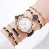 Pulseira Estilo Europeu e Americano Padrão Turquesa Negra Personalizada Corrente Feita à Mão Quadrado Preto Tendência Elegante Conjunto de Acessórios para Relógio de 4 Peças