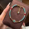 Pulsera de Perlas Turquesas para Mujer, Lujo Ligero, Gama Alta, Dopamina Colorida, Pulsera de Perlas de Nicho Estilo Chino Nuevo para Niñas