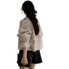 Chic Coreano Otoño Retro Francés Cuello de Solapa Dos Botones Holgada Casual Chaqueta Corta Cortavientos de Manga Larga para Mujer Tendencia