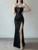 Vestido de Noche sin Tirantes para Mujer, Ceñido a la Cintura, Adelgazante, Vestido Largo con Abertura, Estilo Lujo Ligero, Elegante Vestido de Fiesta