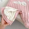 Mono de Invierno para Recién Nacido 2025 Engrosado y Cálido para Bebé Niña Conejito Lindo Mono Largo de Forro Polar Conjunto de Dos Piezas