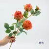 4 Cabezas de Rosas Pastorales Rama Única Rosas Artificiales Lujo Accesible Decoración de Salón de Bodas de Gama Alta Floristería Arreglo Floral Decoración Suave