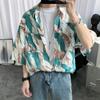 Camisa de Verano para Hombre de Moda Top Suelto Combinable Camisa Distintiva de Manga Corta Estilo Coreano Cárdigan Camisa Delgada para Estudiantes