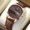 Reloj para hombre con correa de malla, color café, doble calendario, sencillo, fino, de comercio exterior, disponible en Internet, popular, reloj deportivo de negocios.