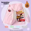 Chaqueta de Esquí para Niños con Forro de Felpa Cars Rayo McQueen Mate Bloque de Color con Capucha Ropa Exterior Gruesa de Otoño/Invierno para Niños