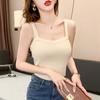 Camisola de punto de seda helada estilo francés para mujer, diseño interior, ropa exterior de verano, top sexy sin mangas con especias