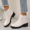 Botas Martin Estilo Britânico Femininas Outono Inverno Novas Bico Redondo Salto Grosso Salto Médio Botas Curtas Botas Chelsea Pretas Atacado