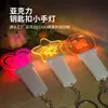 Chaveiro Acrílico Brilhante Mini Bastão de Luz Ventilador Mini Bastão Fluorescente Bastão de Torcida Bastão de LED Brilhante Pingente com Mudança de Cor RGB