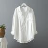 [Xiaomi Yinuo] Camisa Lisa de Manga Larga Suelta de Gamuza para Mujer 2026 Nuevo Look Adelgazante y Camisa Versátil 5838