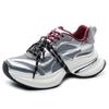 Silver Core Storm 2026 Verão Nova Cor Color-Block Cadarço Duplo Tênis Casual Feminino Sola Grossa Aumento de Altura Tênis Pai Sapatos Femininos