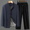 Chaqueta de estilo chino tradicional para hombres, de mediana edad y ancianos, nueva chaqueta estilo chino para papá, conjunto de chaqueta para primavera y otoño, con cuello mao, ropa para ancianos