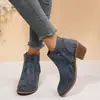 Botines cortos para mujer de comercio exterior europeo y americano 2024 otoño e invierno transfronterizos tacón grueso punta fina hueco color sólido estilo británico Botas Martin
