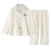 Pijama lindo de algodón puro para niñas 2026 nuevo de primavera y otoño ropa de otoño para niñas de algodón 100% manga larga holgada ropa para el hogar para uso en exteriores