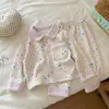 Pijama de Otoño e Invierno para Niños Conjunto de Ropa de Casa de Lana y Seda Conjunto de Dos Piezas con Cardigan de Solapa para Niños Mayores