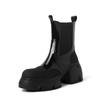 Botas de Chimenea Gruesas y Refinadas con Suela Gruesa Empalmadas 2023 Otoño e Invierno Piel de Vaca Gruesas de Tacón Alto Punta Redonda Casual Cortas para Mujer