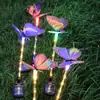 Luz Solar de Jardim Luz Solar Borboleta Luz de Chão Fibra Ótica LED 7 Cores Lanterna Decorativa para Paisagem de Casa