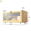 En stock Caja de Pan para Encimera de Cocina de Bambú Caja de Pan de Gran Capacidad Contenedor de Almacenamiento de Pan con Ventana Rejilla para Pan