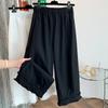 Foto Real de Pantalones Blancos de Encaje Anchos Estilo Retro Japonés para Mujer, Estilo Bosque de Verano, Cintura Alta, Pierna Recta, Casual de Nueve Puntos