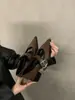 Zapatos Mary Jane de Cuero con Punta Aguda Estilo Retro para Mujer, Estilo Británico, Nueva Versión Coreana Otoño/Invierno 2023, Mocasines de Tacón Grueso
