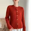 Cardigã Leve, Macio e Suave 75% Caxemira 25% Seda de Amora para Outono e Inverno, Suéter Fashion Versátil Curto de Malha Grossa com Tranças para Mulheres