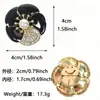 Gemelos de esmalte blanco y negro con forma de camelia, diamantes y perlas, accesorios para puño de camisa francés sin coser para vestido formal y traje
