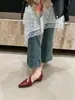 Primeiro Encontro com os Sapatos Mary Jane de Salto Bloco Nicho Estilo Francês para Mulheres, Sapatos Baixos de Bico Fino Primavera/Verão 2026, Sapatos Baixos Pequenos de Couro Macio