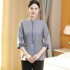 Roupa de limpeza para hotel com manga três quartos, conjunto de limpeza para casa, zelador de propriedade, tia PA, roupa de trabalho de meia manga, verão, quarto de hóspedes, feminino