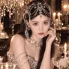 Tocado de novia con borlas de cristal, diadema para cejas en el antebrazo, hermosa corona virgen de hilo blanco, accesorios para el cabello de boda.