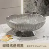 Plato de Frutas con Forma de Pétalo con Borde Plateado para Hogar Sala de Estar Mesa de Café Gran Capacidad Transparente Plato para Snacks Dulces Frutas Plato con Patas Altas Plato Drenante
