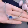 Colar de Topázio Azul London Puro Natural Azul London Super Profundo 7*9mm Prata 925 Acabamento Fino