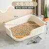 Bandeja sanitaria grande semi-cerrada para gatos transfronteriza para uso doméstico, diseño abierto, bandeja anti-salpicaduras para arena de gato con pedal anti-salpicaduras y pala para arena de gato