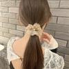 Anillo para el cabello con malla de diamantes de imitación para el intestino grueso, lazo para el cabello con sentido avanzado, coleta, cuerda para el cabello, cubierta de cuero, conjunto para el cabello, tocado, banda de goma elástica alta