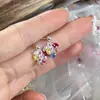 Pulsera de Plata de Ley 925 Color Zirconia Redonda para Mujer, Moda Simple, Personalidad, Dulce y Fresca, Combinación de Pulsera para Novia