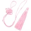 Nó Chinês Pingente Tassel DIY Artesanal Tecido Fio Vermelho Estilo Chinês Característica Borda Dourada Ornamento Charme