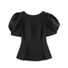 Comercio exterior transfronterizo ropa de mujer estilo europeo y americano ZA AliExpress superventas moderno versátil top de manga abullonada