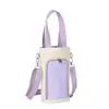 Bolsa para botella de agua portátil de bloques de color, se puede llevar cruzada o en la mano, bolsa de almacenamiento para taza térmica, simple y elegante, ideal para uso al aire libre