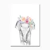 Flor Animal Leão Zebra Elefante Girafa Tela Desenho Núcleo Impressão Pintura de Parede Crianças Bebê Quarto Pintura Decorativa