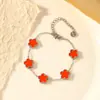 Pulseira de Trevo de Cinco Folhas Dopamina Dupla Face Versão Alta Transfronteiriça Luxo Leve Simples Senso Avançado 18k Não Desbota Cor Joga